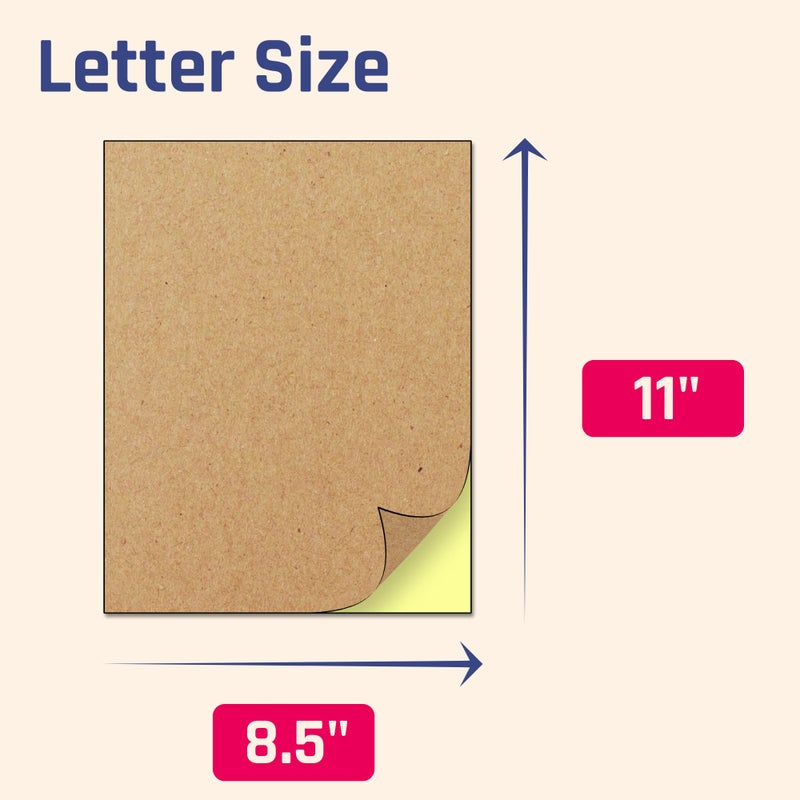 TownStix 30 Sheets, Kraft Sticker Paper Labels, Laser/Inkjet Printing - Letter Size (8.5 x 11) - Image 2